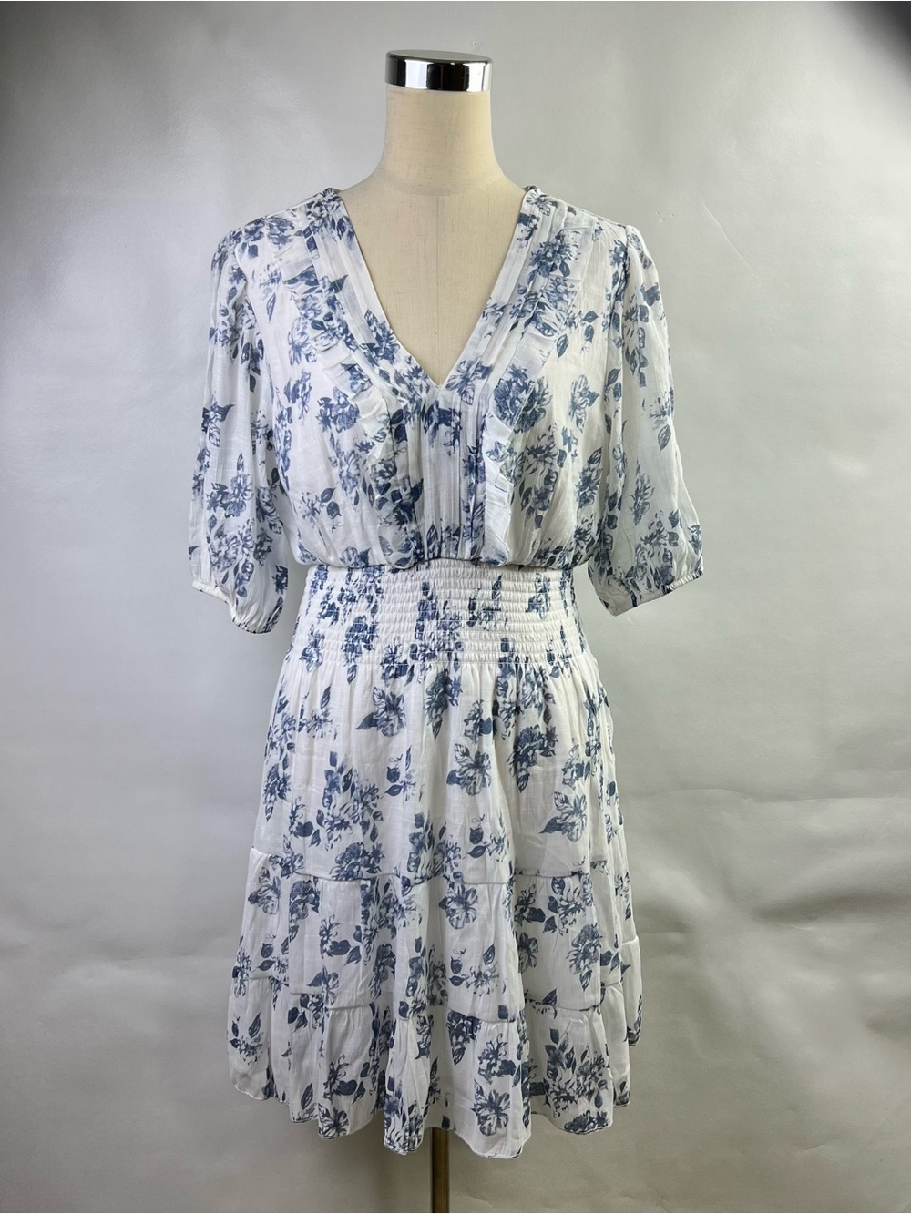 J Gee Women Puff Sleeve V Neck Midi Dress Size XL